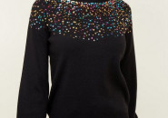 Blouse with strass or trim